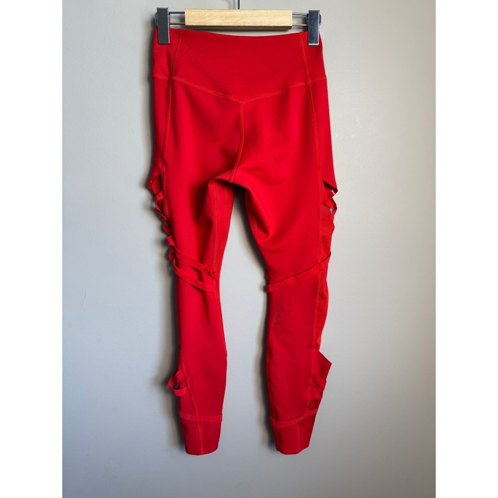 Nike Dri-FIT Strappy Lattice Leggings S Red Gym Yoga Athletic Workout Balletcore - Picture 5 of 15